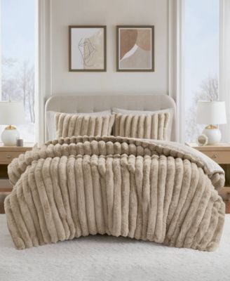 Jasmine Faux Fur Reverse to Velvet 3-Pc. Comforter Set, Full/Queen