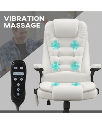 High Back Vibration Massage Office Chair with 6 Vibration Points Heated Reclining PU Leather