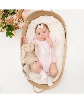 Baby Girls Floral Bunny Patch Easter Short Sleeve Romper