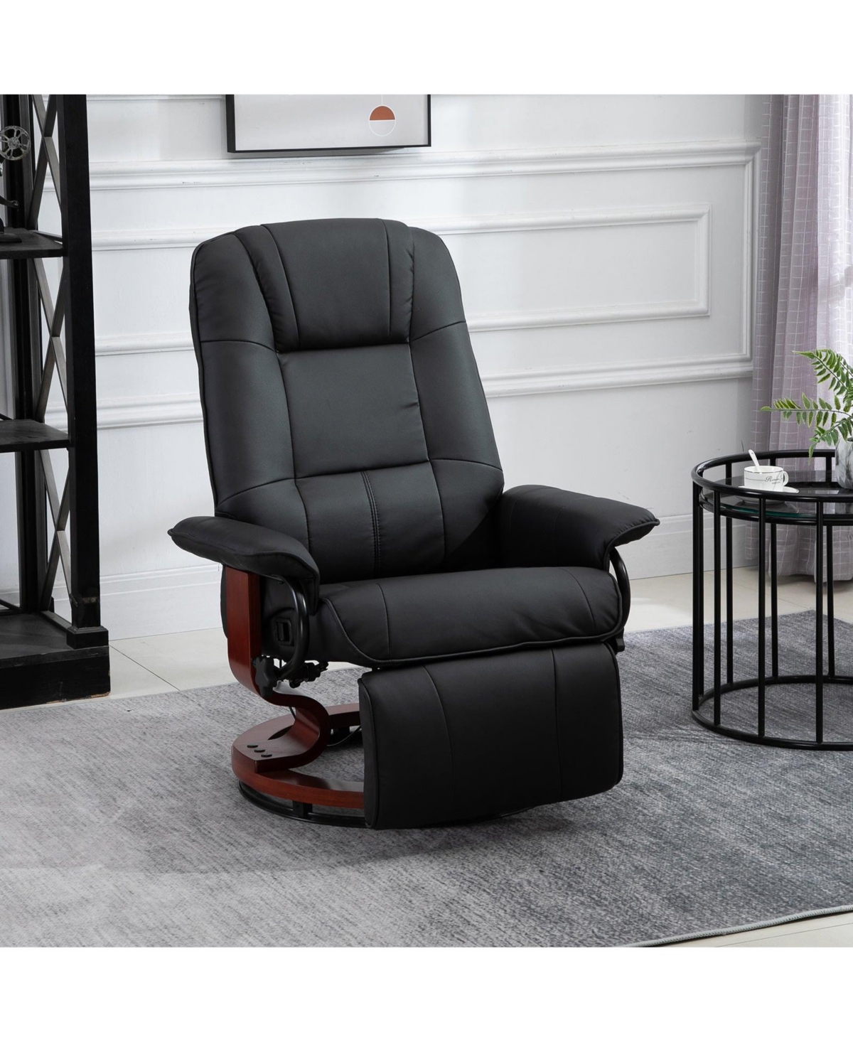 Boyel Living Faux Leather Manual Recliner Adjustable Swivel Lounge Chair with Footrest