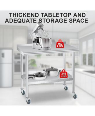 Kitchen Table Stainless Steel Table Commercial Prep Work Table for Dining Room, Home Office, Living Room