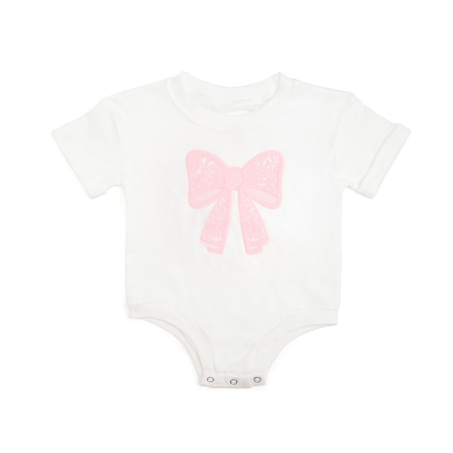 Baby Girls Lace Bow Puff Ink Long Sleeve Romper