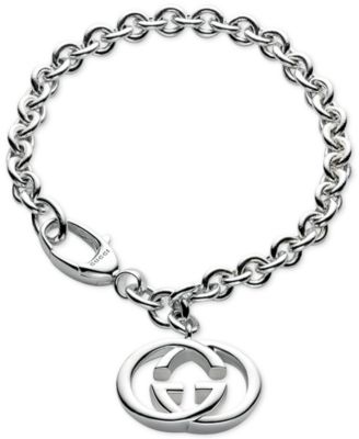 Gucci - Women's Sterling Silver Interlocked GG Motif Charm Bracelet YBA190501001020
