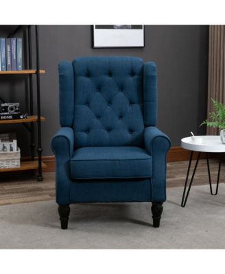 Button-Tufted Accent Chair with High Wingback Rounded Cushioned Armrests