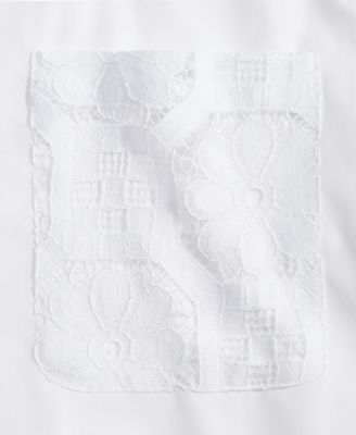 Men's Relaxed-Fit Spliced Lace Short-Sleeve Shirt