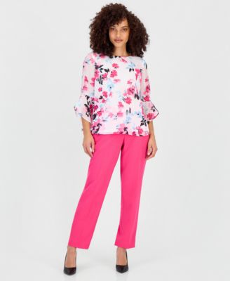 Petite Mid Rise Straight-Leg Pants