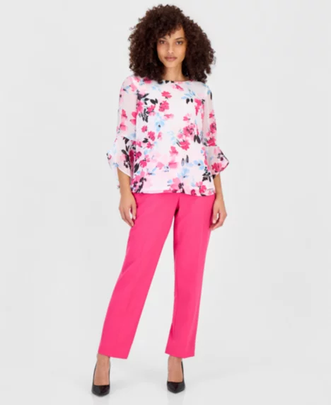Petite Mid Rise Straight-Leg Pants - Pink Perfection