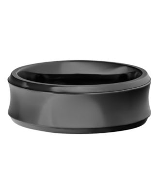 Men's Black Titanium Ring, Concave Wedding Band (8mm)