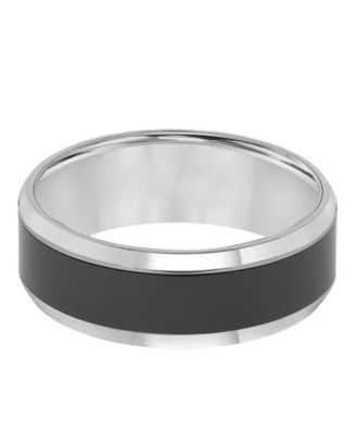 Men's Tungsten Carbide and Ceramic Ring, 8mm Wedding Band