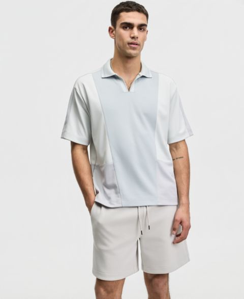 Мужское поло Mode of One Relaxed-Fit Spliced Polo Shirt, цвет: Ледяной