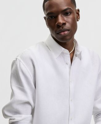 Men's Relaxed-Fit Long-Sleeve Linen Shirt
