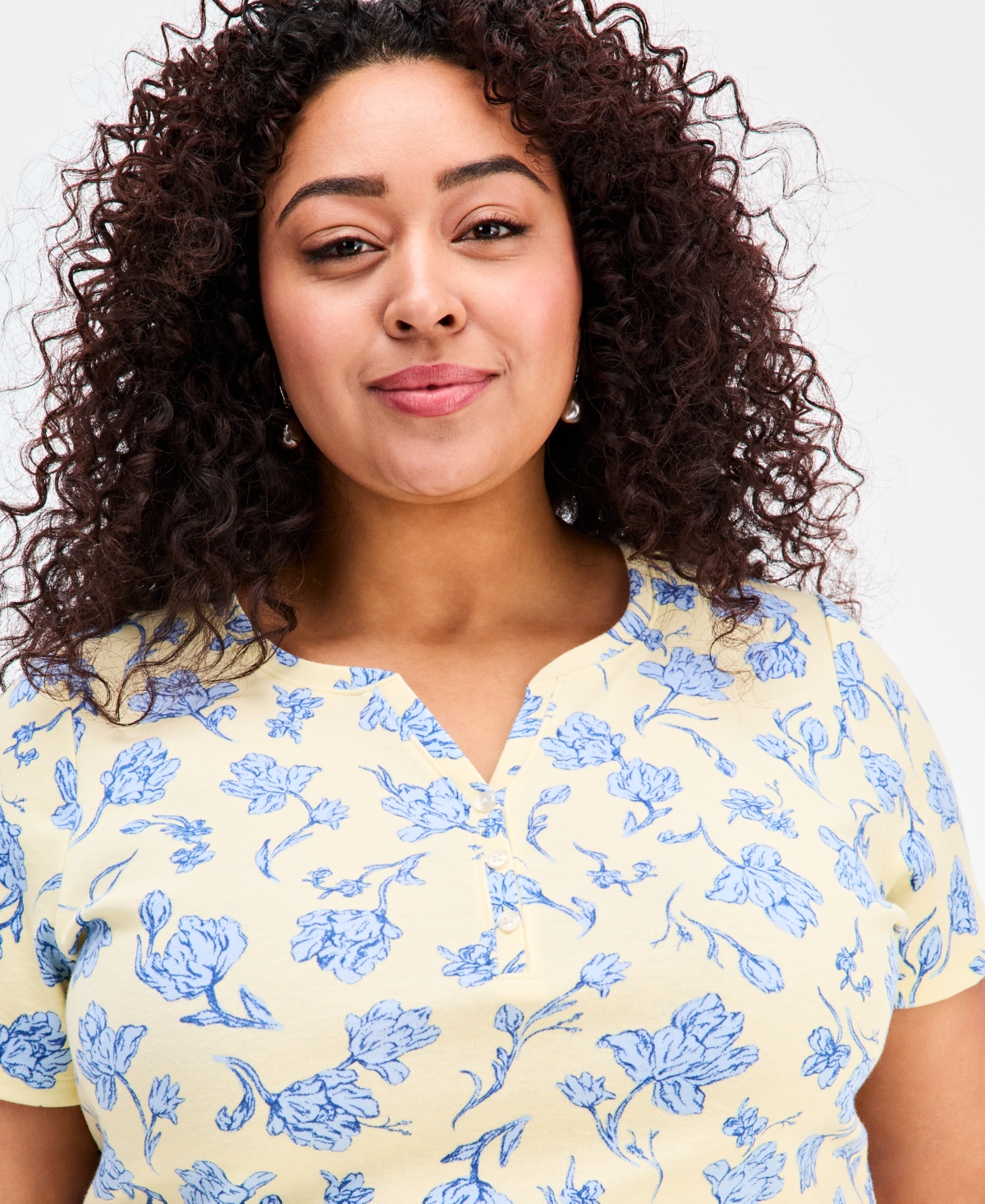 Style & Co Plus Short-Sleeve Henley Top, Macy's Exclusive