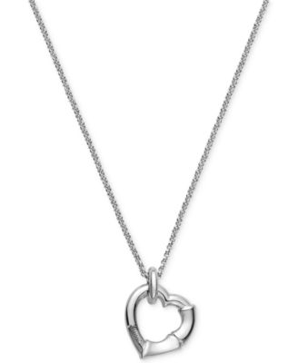 Gucci Women's Sterling Silver Heart Pendant Necklace YBB39339500100U - Macy's