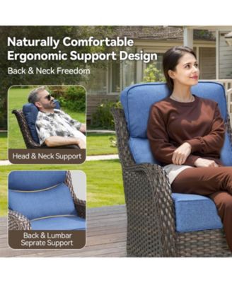 Crescent Swivel Glider All-Weather PE Wicker Patio Lounge Chair with Olefin 6 In. Thick Cushions/End Table (6-Piece)