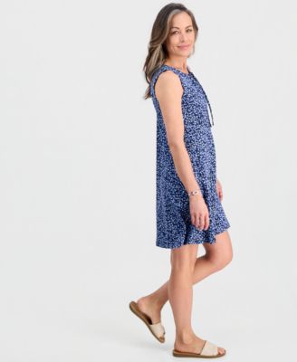 Petite Printed Lace-Up Tank Dress
