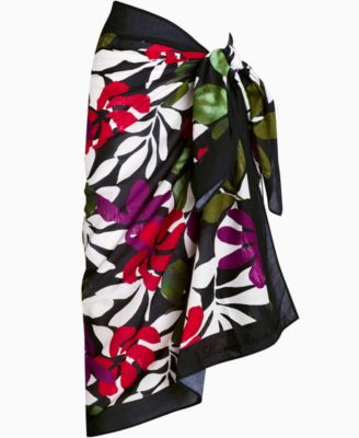 Women's Printed Border Swim Pareo Cover-Up Skirt