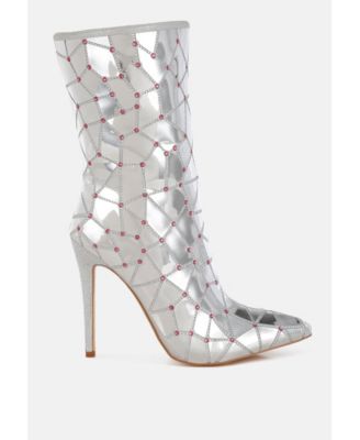 Womens Echostage Rhinestones Embellished Metallic Boots