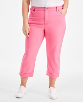 Plus Size Curvy Roll-Cuff Capri Jeans