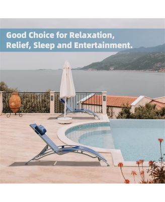 Outdoor Chaise Lounge Set of 2，Woven Stackable Gray Aluminum Frame Stationary Chaise Lounge Chair with Woven Seat