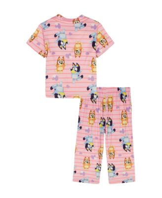 Girls' Toddler 2T-4T Notch Collar Top and Wide Leg Pants, 2-Piece Pajama Set