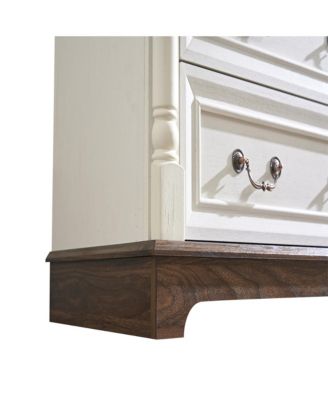 Retro 5 Drawer Dresser Chest with Base Wooden Rustic Chest of Drawers, Storage Dresser Organizer