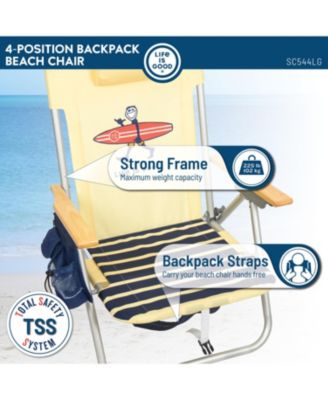 Rio Beach 2 x 2 x 3 ft Yellow 4-Position Backpack Beach Chair 2 Pack