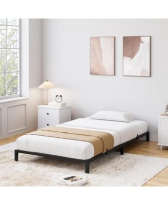 8 Inch Twin Bed Frame, Heavy-Duty Metal Platform, Noise-Free, Under-Bed Storage, Steel Slat Support, No Box Spring, Black