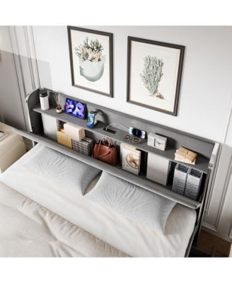 Upholstered Platform Bed Frame with Trundle & 4 Storage Drawers - Queen