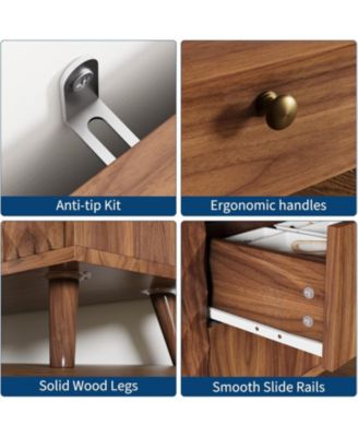 47.2 in W Sideboard Buffets Cabinet with 4 Drawers, Buffets Cabinet with Storage, Wood Farmhouse Buffet Cabinets with 2 Door