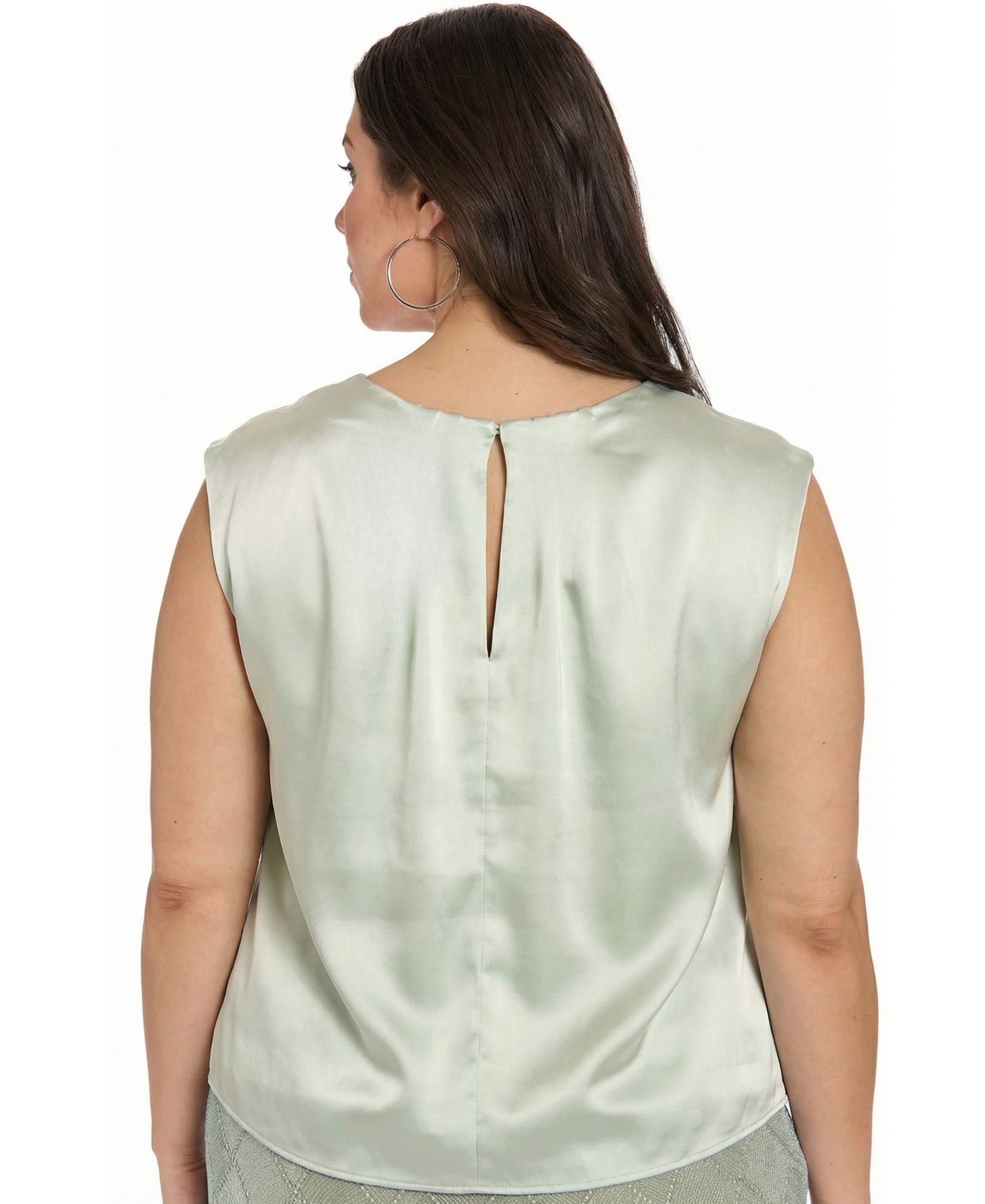 Plus Tucked Beaded Neckline Sleeveless Top