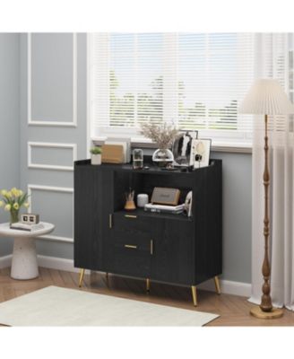 40" Buffet Sideboard with Storage, Kitchen Storage Cabinet, Microwave Cabinet, Coffee Bar Cabinet with 2 Drawers and 2 Doors for Kitchen