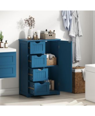 Freestanding Indoor Wood Storage Cabinet with 4 Drawers