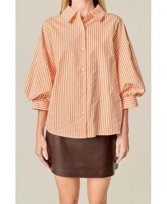 Women's Striped Ballon Sleeves Shirt