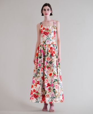 Women's Square Neck Drop Waist Maxi Dress