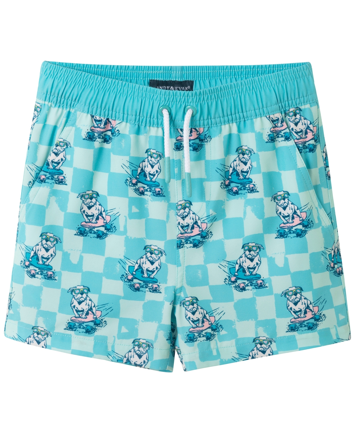 Andy & Evan Boys' 2T-5 Crewneck Rash Guard and Printed Shorts, 2-Piece Set