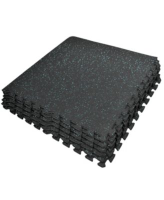 6 Interlocking Gym Floor Mat - 1/2" Thick Rubber Top High-Density EVA Foam (24 Sq Ft) - for Yoga, Heavy Exercise Equipment