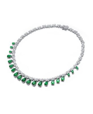 Dazzling White Gold Plated Cubic Zirconia Satement Necklace