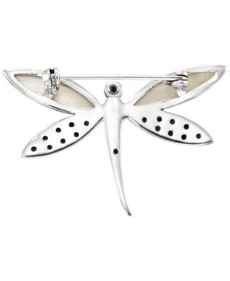 Marcasite (0.45 ct. t.w.) & Mother-Of-Pearl Dragon Pin in Sterling Silver