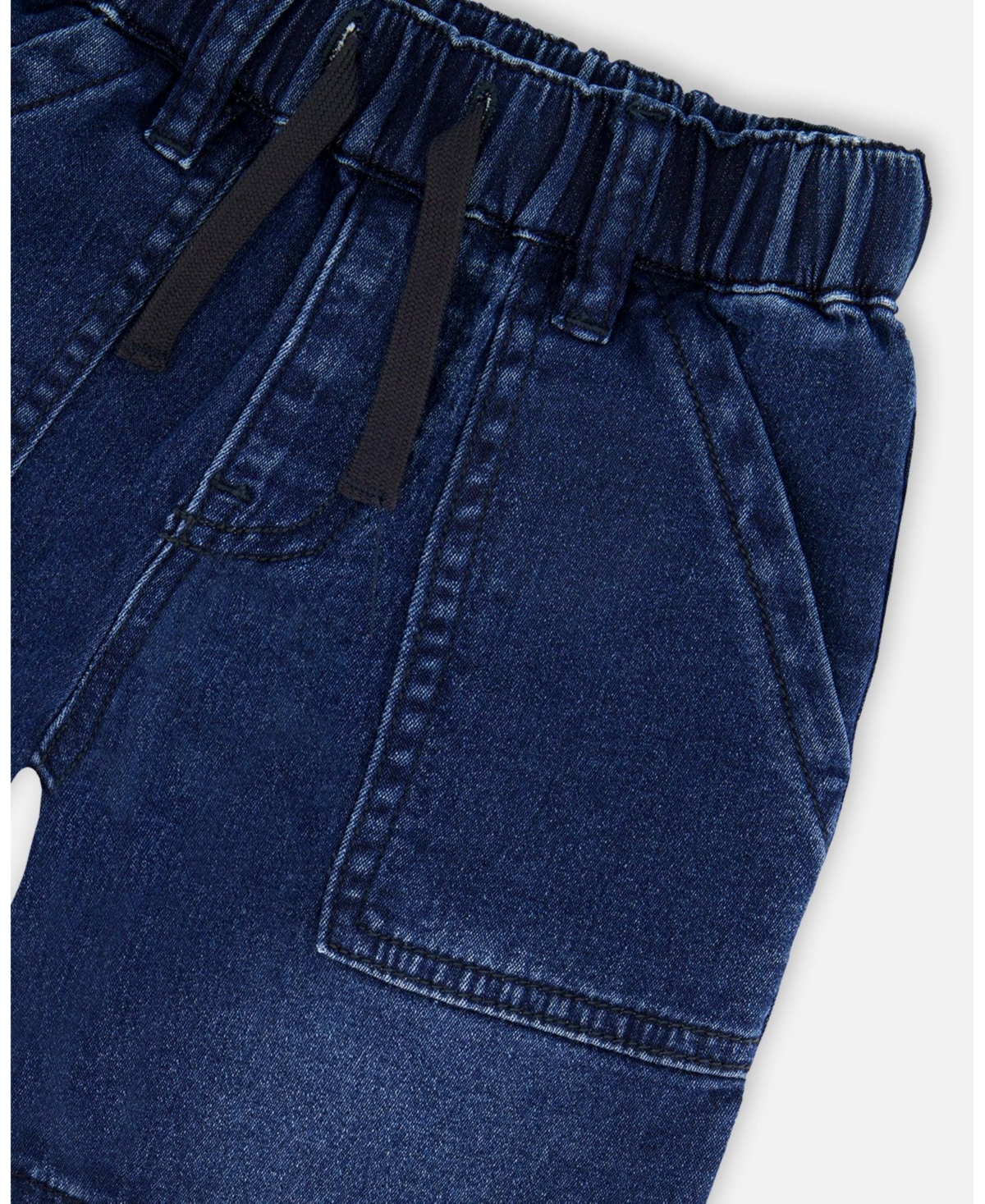 Draft - Deux par Baby Boys French Terry Navy Blue Denim Shorts