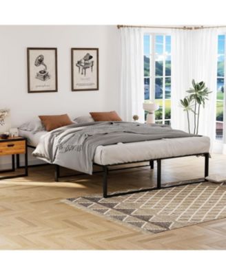 Full Metal Bed Frame Platform with Steel Slat Support, 14" High, No Box Spring, Under Bed Storage, Quiet, Easy Assembly