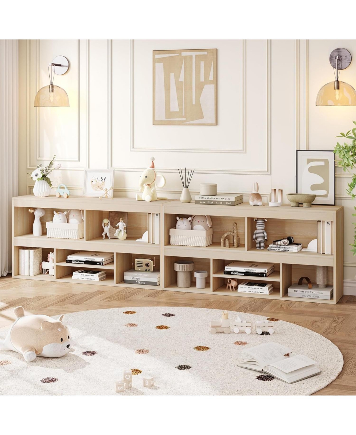 gaomon Toy Storage Organizer 6 Cubes Kids Bookshelf Wooden Storage Cabinet Playhouse Shelves Cabinet for Boys Girls Toy Bookcase Playroom, Classroom