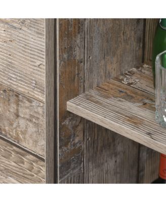 64.5"H MDF Board, Particle Board Sliding Barn Door, 5-Tier Shelves, Anti-Tip Strap Rustic Kitchen Pantry Cabinet