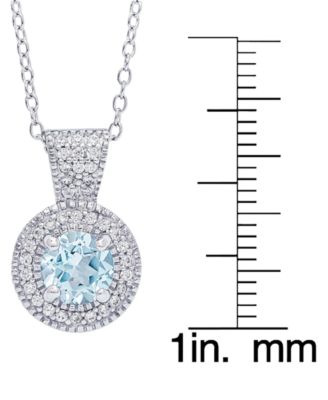 2-PIece Lab-Grown Aquamarine (1.50 ct. t.w.) & Lab-Grown White Sapphire (0.15 ct. t.w.) Halo Necklace and Earrings Set in Sterling Silver