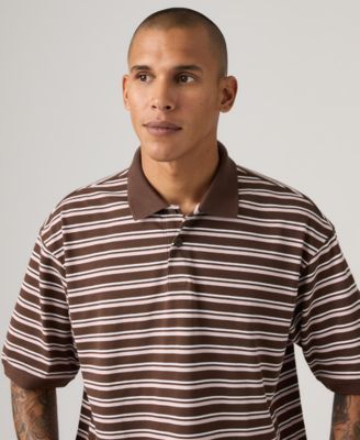 Men's Boxy Striped Collared Polo Shirt