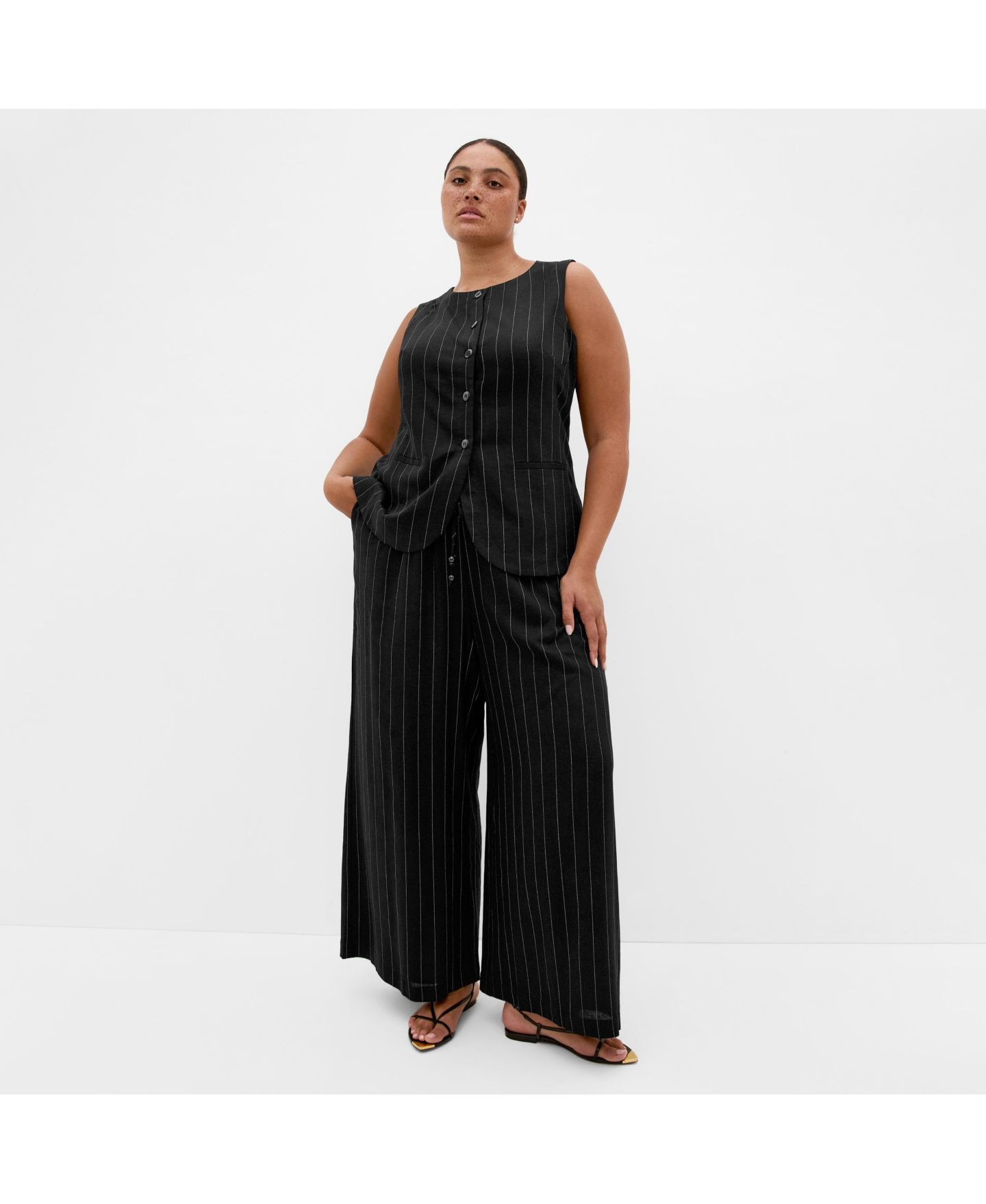 Женский жилет CITY CHIC Plus Size Kelly Stripe Vest, цвет: Чёрный — фото 2