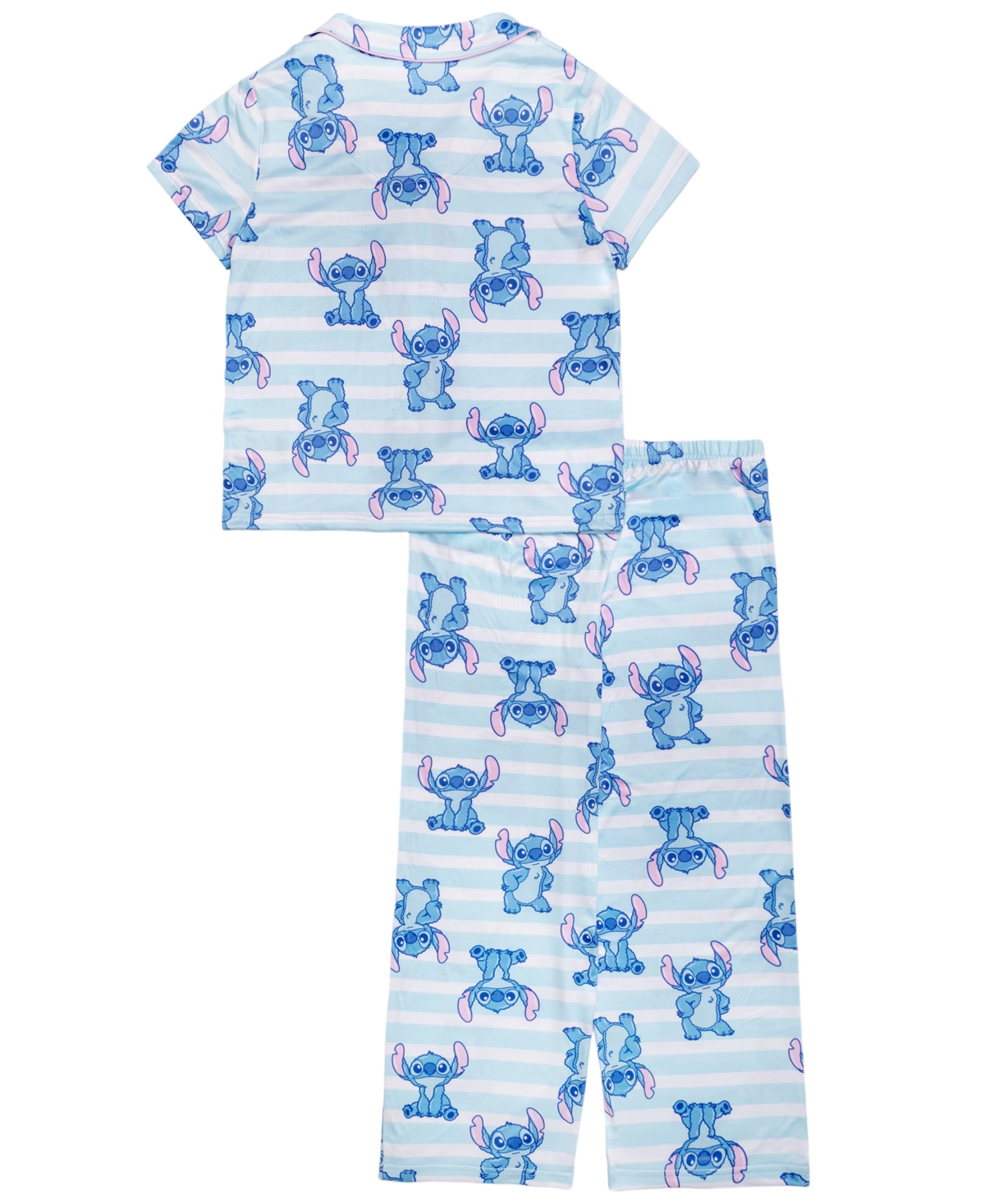 Lilo Stitch Girls' 4-10 Notch Collar Top and Wide Leg Pants, 2-Piece Pajama Set