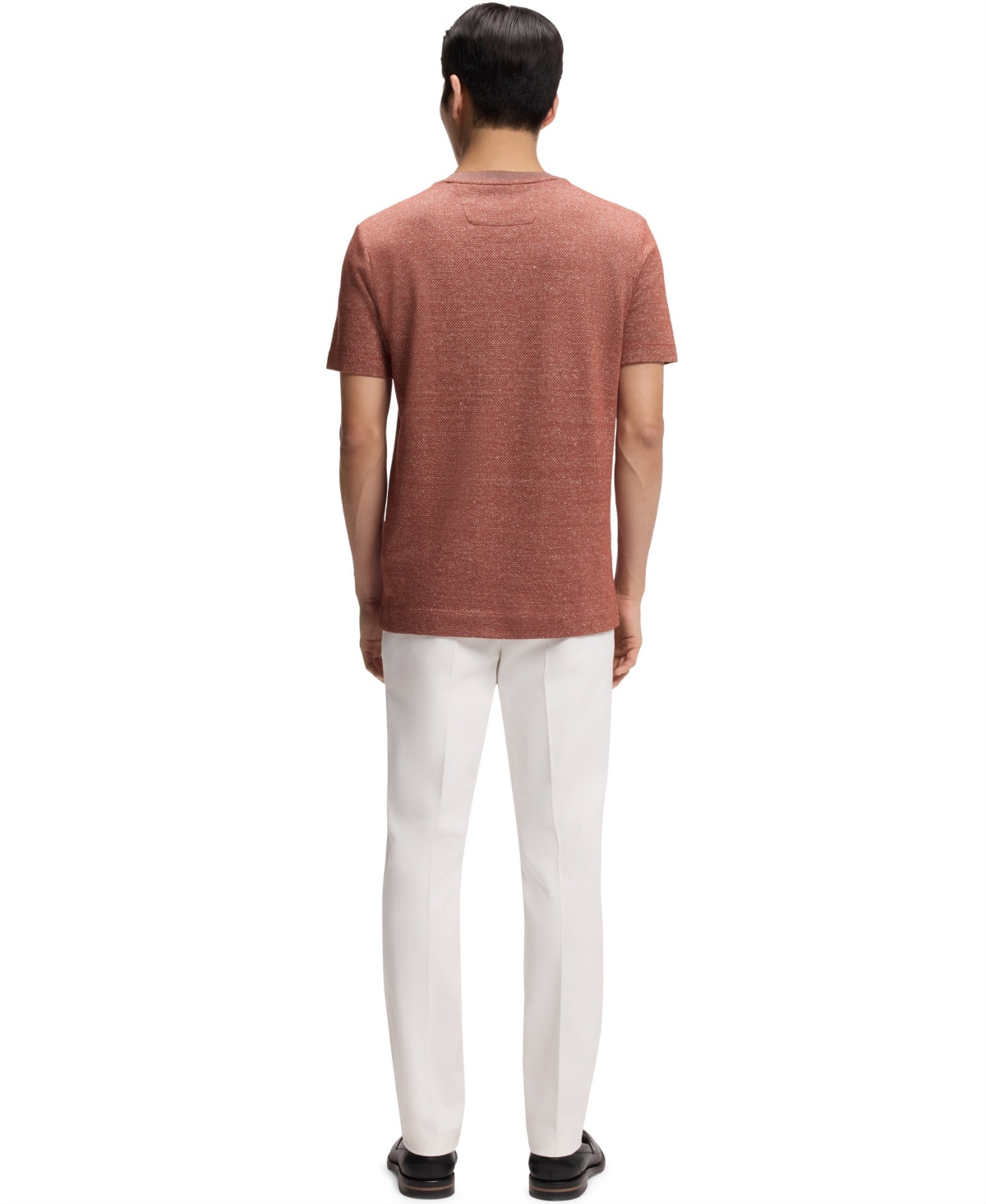 Boss by Hugo Men's Cotton, Linen Silk Mouline-Structured T-Shirt