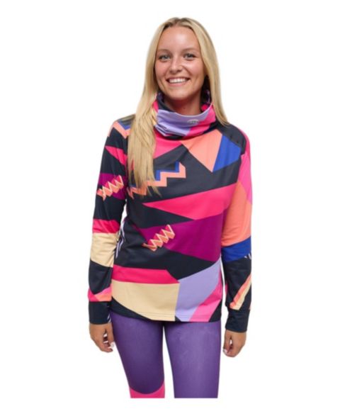 Женский топ OOSC High Neck Baselayer Top Hotstepper, цвет: Colorful Geometric Pattern