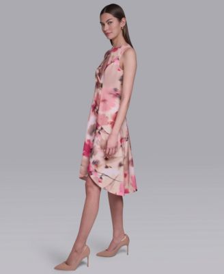 Women's Sleeveless Crew Neck Asymmetrical Dress