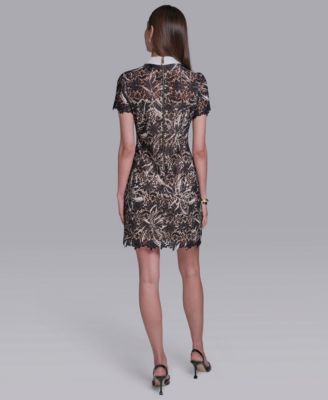 Women's Short-Sleeve Collared Sheath Dress